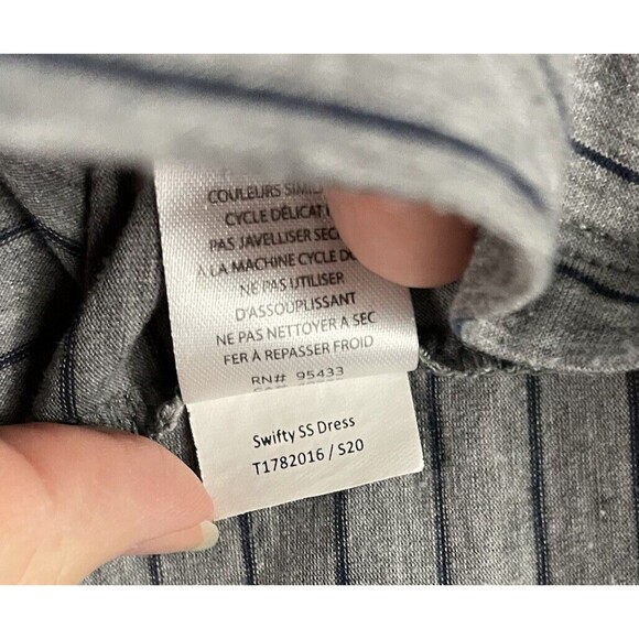 Toad & Co Womens M Gray Striped Swifty Short Sleeve Dress - Picture 5 of 7